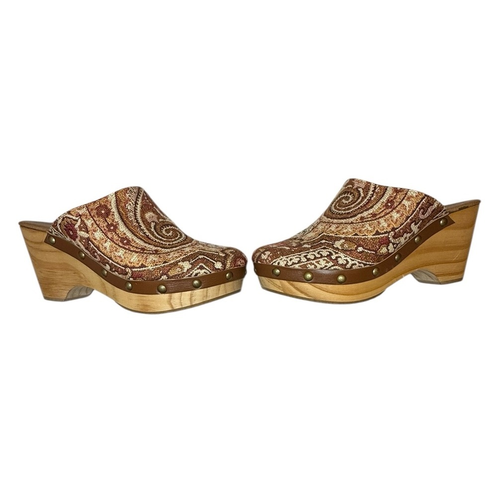 Cordani Zorba Tapestry Clogs Bohemian Astrology Slip On Brown Tan Size 7 - Picture 6 of 12
